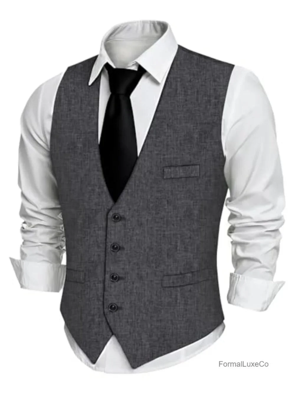 Men's Suit Vest Lightweight Formal Wedding Waistcoat with Pockets